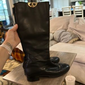 Tory Burch black knee length leather boots